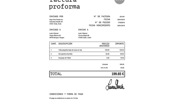 factura proforma modelo