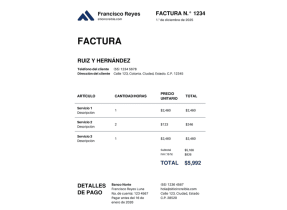 factura por servicios profesionales