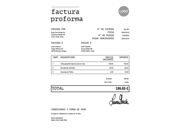 factura proforma modelo